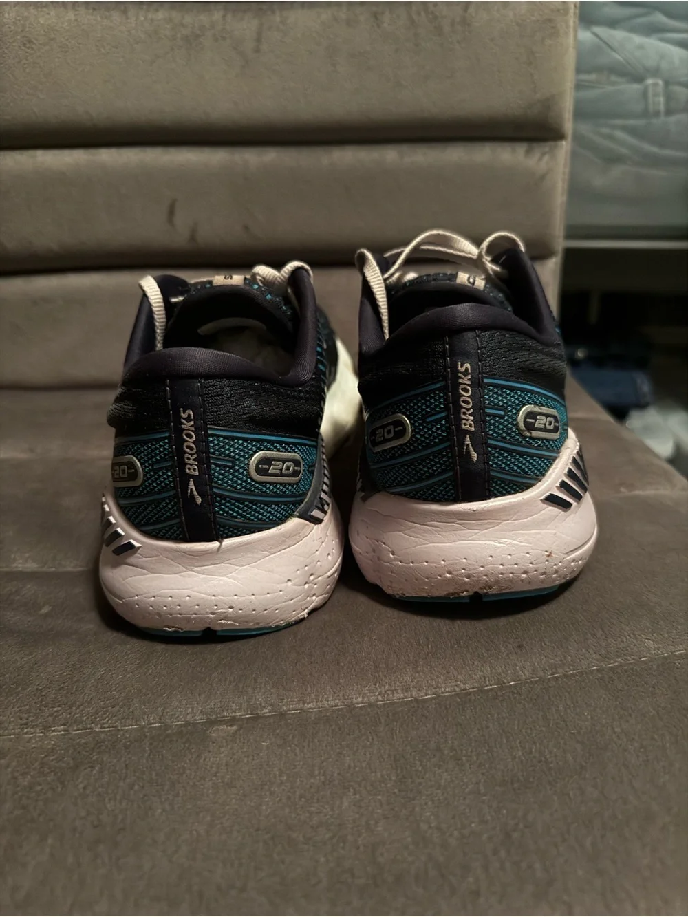 Brooks Running Shoes - Dark Blue with Teal Accents and White Sole Women’s Size 9